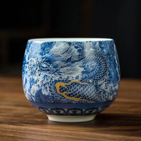Handcrafted Silver Dragon Cloisonné Gongfu Tea Set – Enamel Mutton Fat Jade Gaiwan Teapot