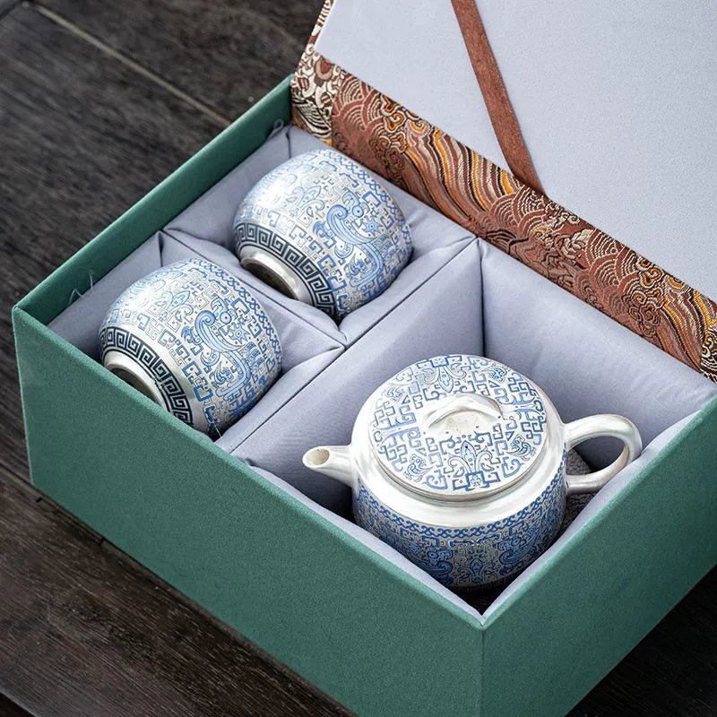 Handcrafted Ceramic 999 Silver Teapot