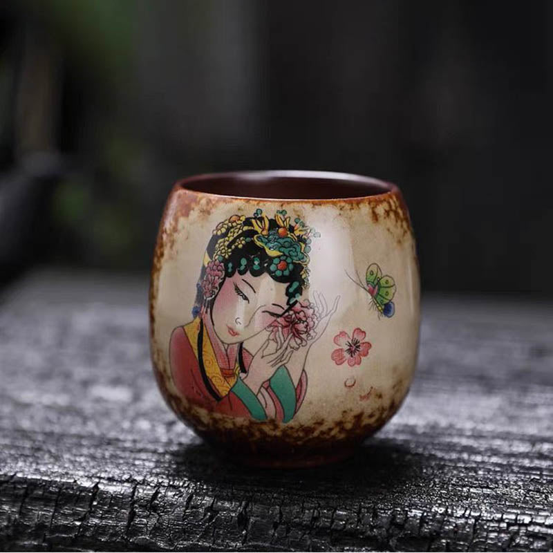Handcrafted Retro Wood-Fired Teacup Made Of Rustic Pottery