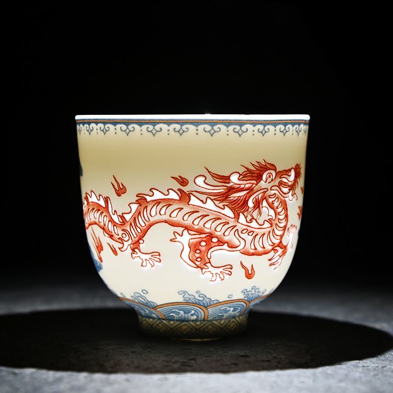 Blue and White Linglong Porcelain Hollow Teacup