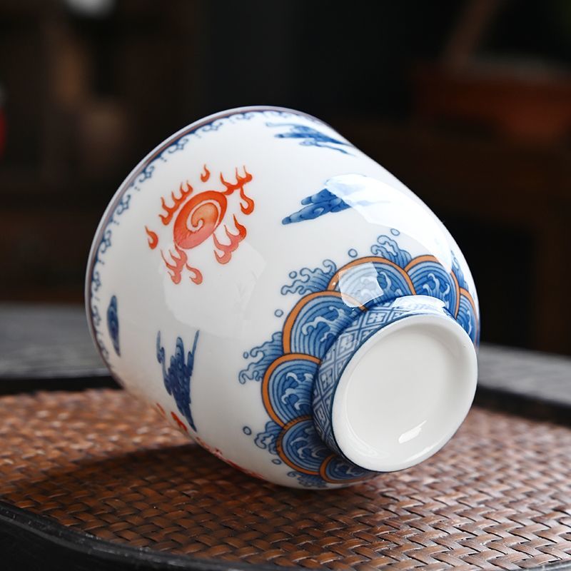 Blue and White Linglong Porcelain Hollow Teacup