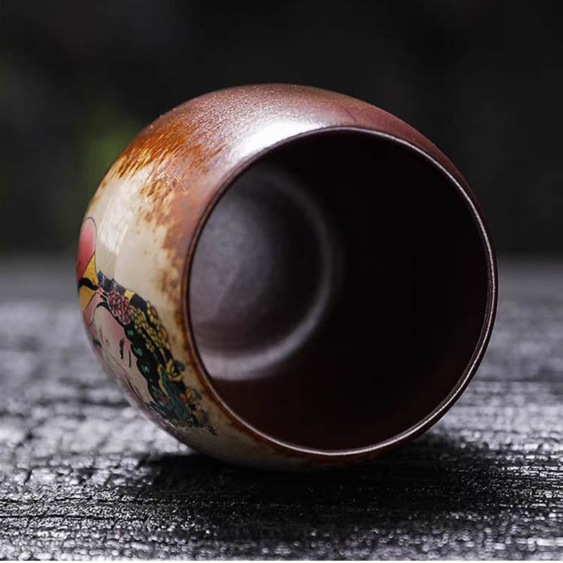 Handcrafted Retro Wood-Fired Teacup Made Of Rustic Pottery