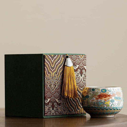 Handcrafted Jianzhan Teacup Sterling Silver Gilt Ceramic Enamel