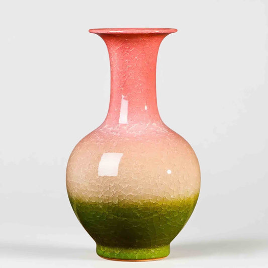 Jingdezhen Ceramic Handcrafted Tri-Color Ice Crackle Vase