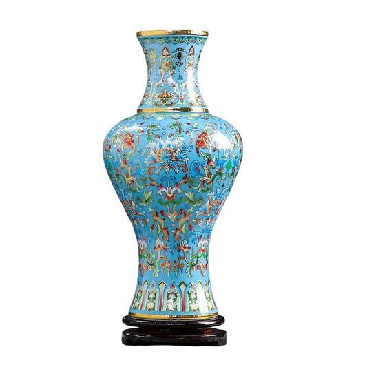 Jingdezhen Handcrafted Ceramic Vase with Cloisonné Enamel and Gold - Wire Inlay