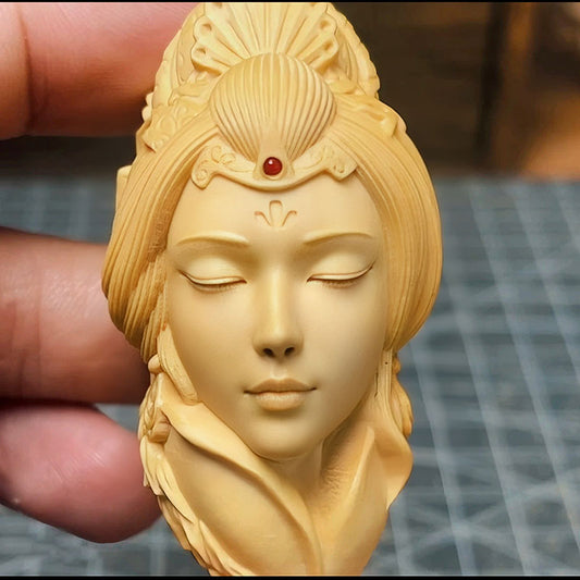 “Dream of the Tang Dynasty” Boxwood Carved– 2.76in Handcrafted Figurine & Keychain Ornament