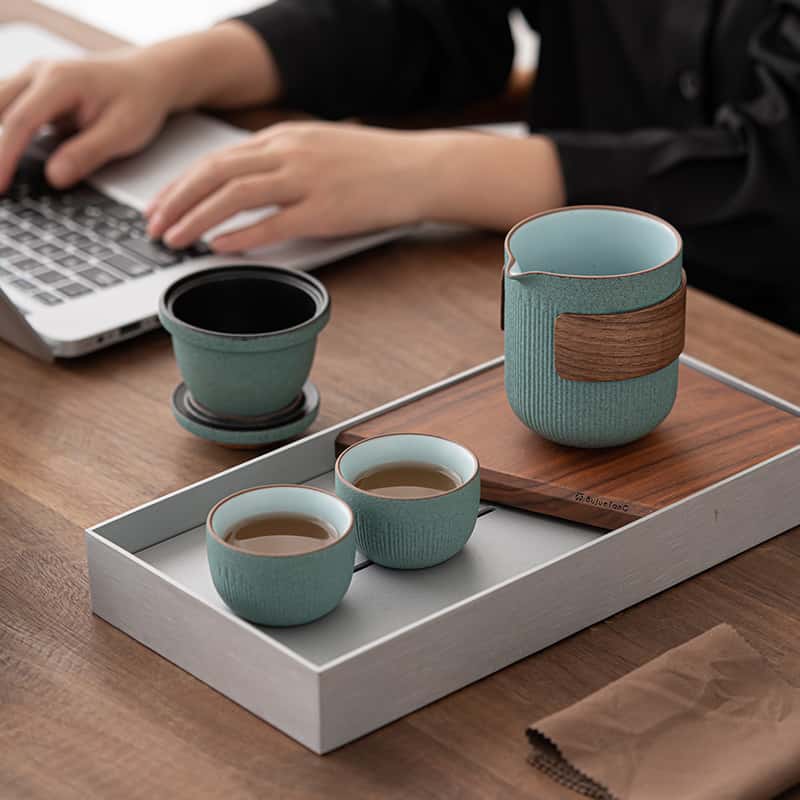 Bluestone Glaze Travel Tea Set