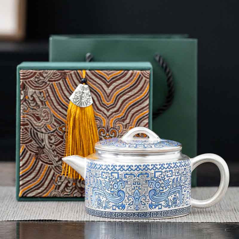 Handcrafted Ceramic 999 Silver Teapot
