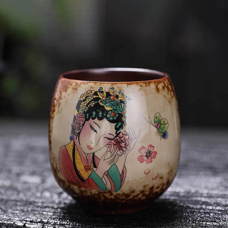 Handcrafted Retro Wood-Fired Teacup Made Of Rustic Pottery