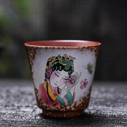 Handcrafted Retro Wood-Fired Teacup Made Of Rustic Pottery