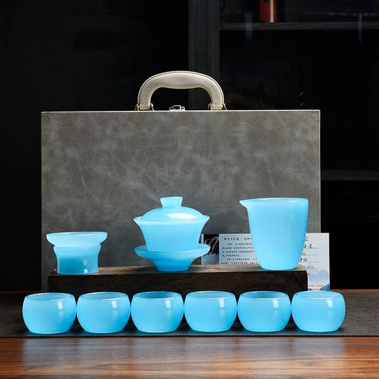 Handcrafted Colored Glaze Tea Set