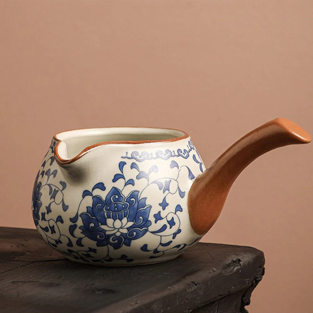Handcrafted Chinese Tea Set Ru Kiln Blue and White