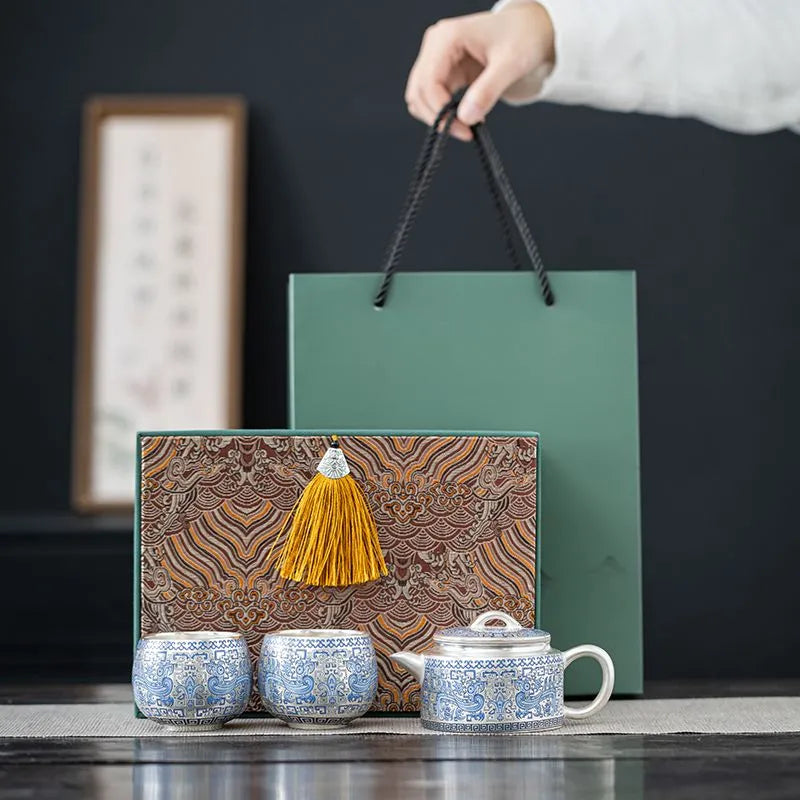 Handcrafted Ceramic 999 Silver Teapot