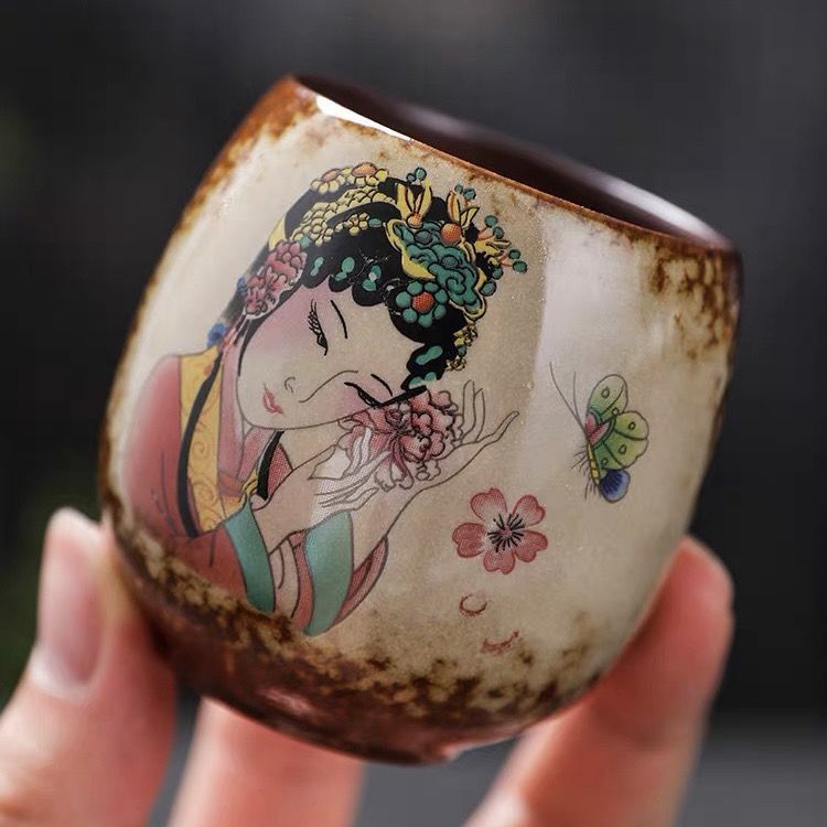 Handcrafted Retro Wood-Fired Teacup Made Of Rustic Pottery