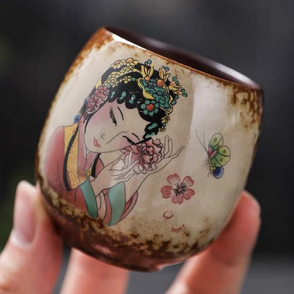 Handcrafted Retro Wood-Fired Teacup Made Of Rustic Pottery