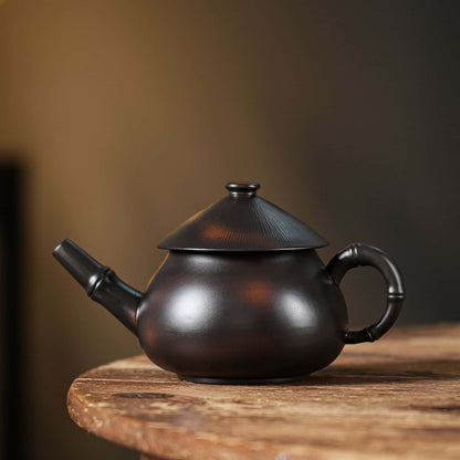 Handcrafted Frosted Yixing Purple Clay Teapot with Jianghu Swordsman Style