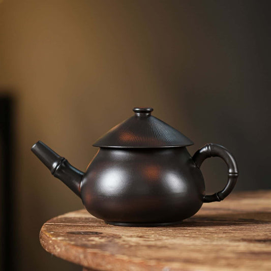 Handcrafted Frosted Yixing Purple Clay Teapot with Jianghu Swordsman Style