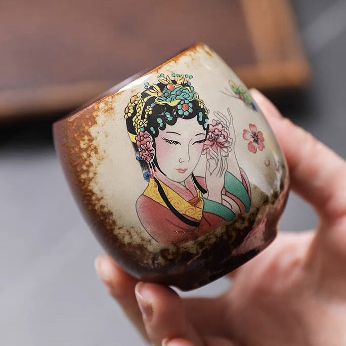 Handcrafted Retro Wood-Fired Teacup Made Of Rustic Pottery