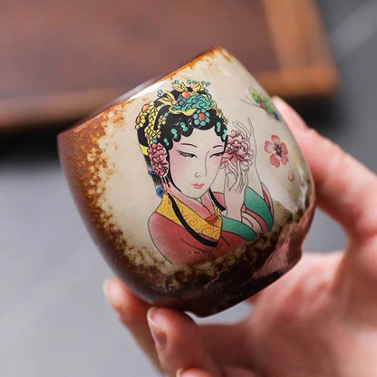 Handcrafted Retro Wood-Fired Teacup Made Of Rustic Pottery