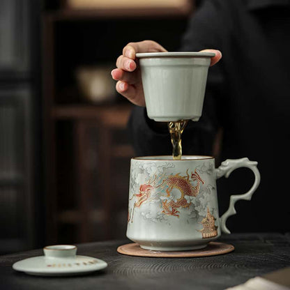 Chinese Ru Kiln Dragon Tea Cup-Longteng World