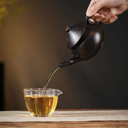 Handcrafted Frosted Yixing Purple Clay Teapot with Jianghu Swordsman Style
