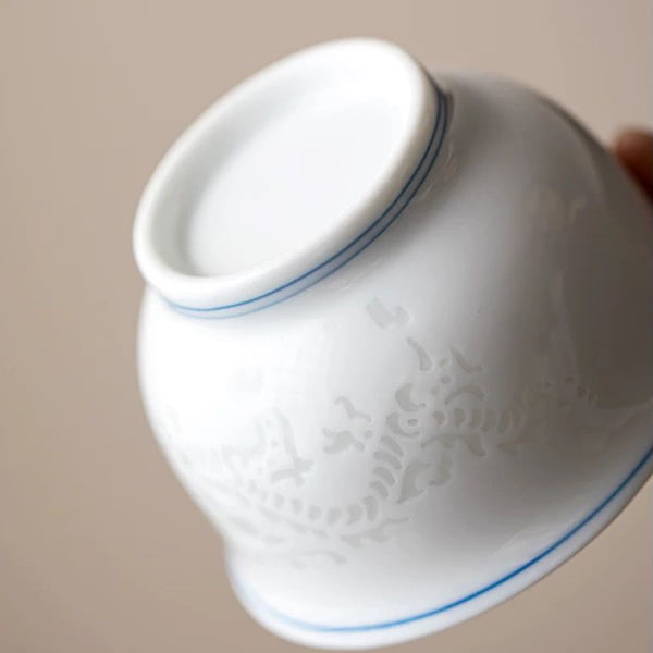 Linglong Porcelain Cup Tea Cup Dragon & Phoenix  Handcrafted