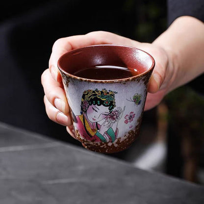 Handcrafted Retro Wood-Fired Teacup Made Of Rustic Pottery