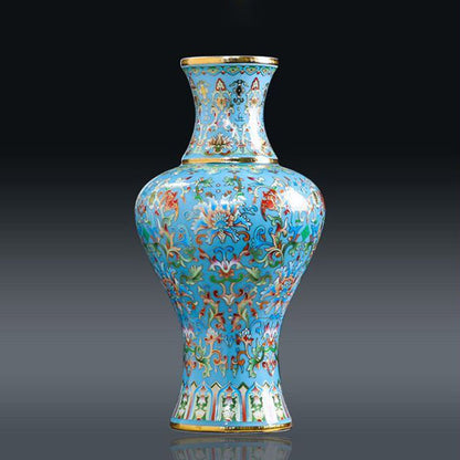 Jingdezhen Handcrafted Ceramic Vase with Cloisonné Enamel and Gold - Wire Inlay