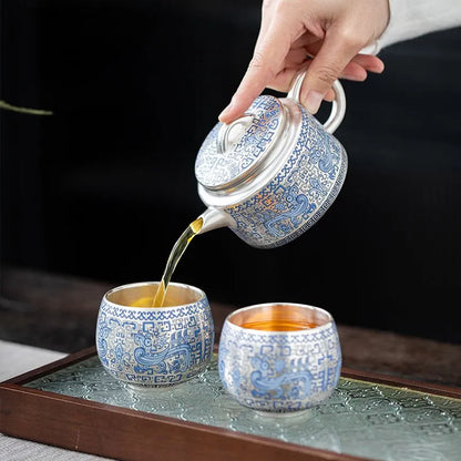 Handcrafted Ceramic 999 Silver Teapot