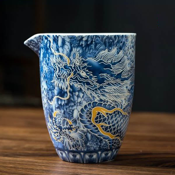 Handcrafted Silver Dragon Cloisonné Gongfu Tea Set – Enamel Mutton Fat Jade Gaiwan Teapot