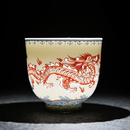Blue and White Linglong Porcelain Hollow Teacup