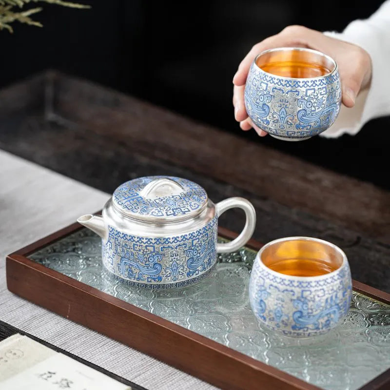 Handcrafted Ceramic 999 Silver Teapot