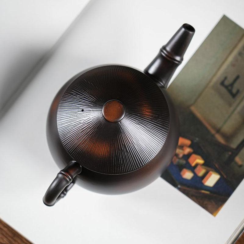 Handcrafted Frosted Yixing Purple Clay Teapot with Jianghu Swordsman Style