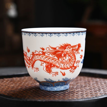 Blue and White Linglong Porcelain Hollow Teacup