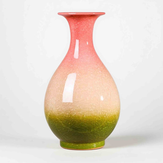 Jingdezhen Ceramic Handcrafted Tri-Color Ice Crackle Vase