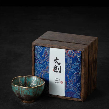 Green Glaze Handcrafted Jianzhan Ceramic Teacup