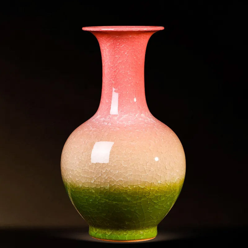 Jingdezhen Ceramic Handcrafted Tri-Color Ice Crackle Vase