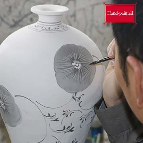 Handcrafted Crackle Glaze Blue and White Porcelain Vase