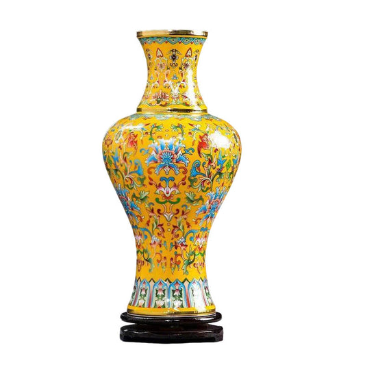 Jingdezhen Handcrafted Ceramic Vase with Cloisonné Enamel and Gold - Wire Inlay