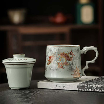 Chinese Ru Kiln Dragon Tea Cup-Longteng World