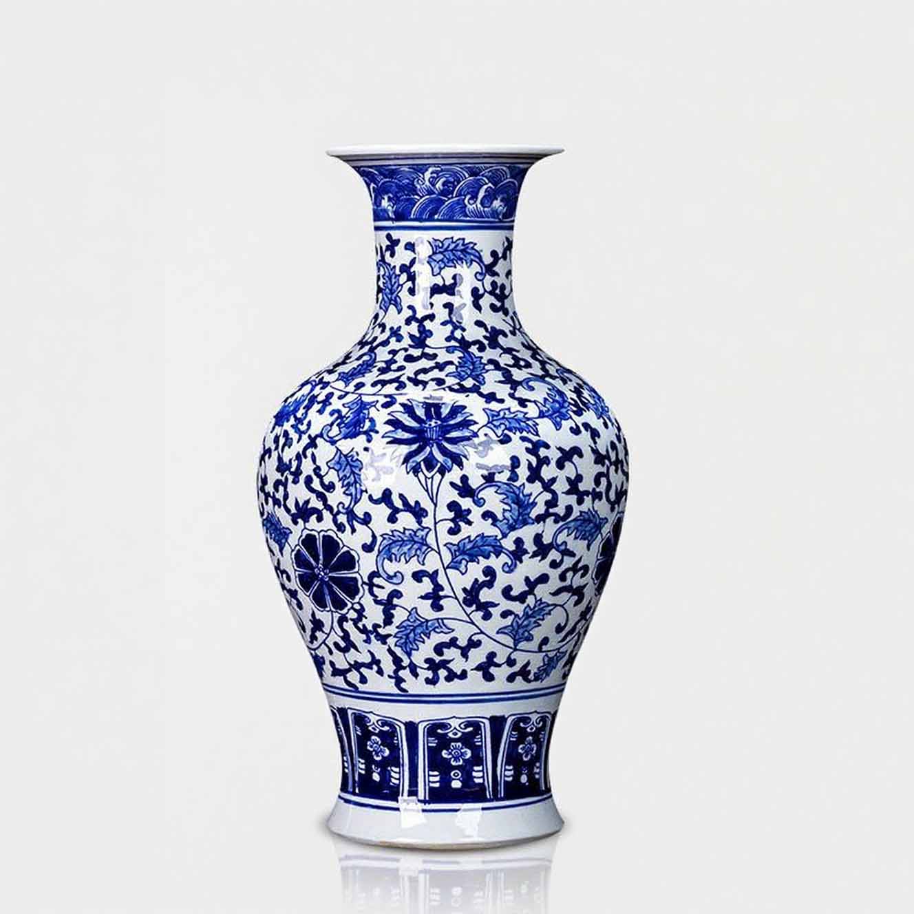 Jingdezhen Blue And White Twined Branch Vase, Handcrafted Hand-Painted