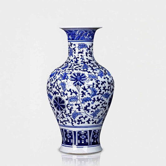 Jingdezhen Blue And White Twined Branch Vase, Handcrafted Hand-Painted
