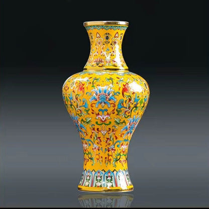 Jingdezhen Handcrafted Ceramic Vase with Cloisonné Enamel and Gold - Wire Inlay