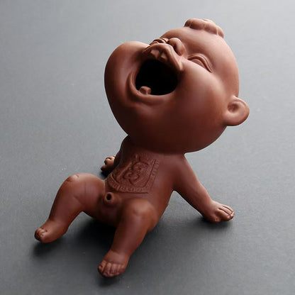 Handcrafted Yixing Red Clay “Playful Tea Boy” Tea Pet Teapot