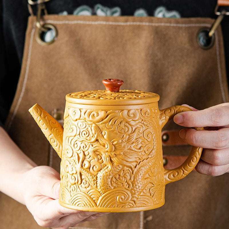 Handcrafted Yixing Zisha Teapot – Golden Duan Clay Gongfu Tea Set Large Capacity