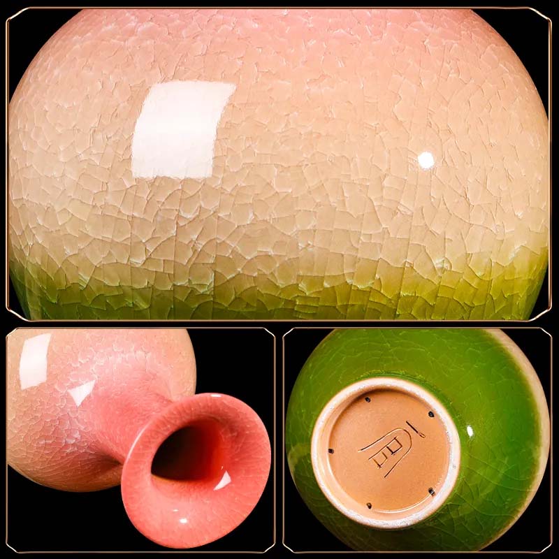Jingdezhen Ceramic Handcrafted Tri-Color Ice Crackle Vase