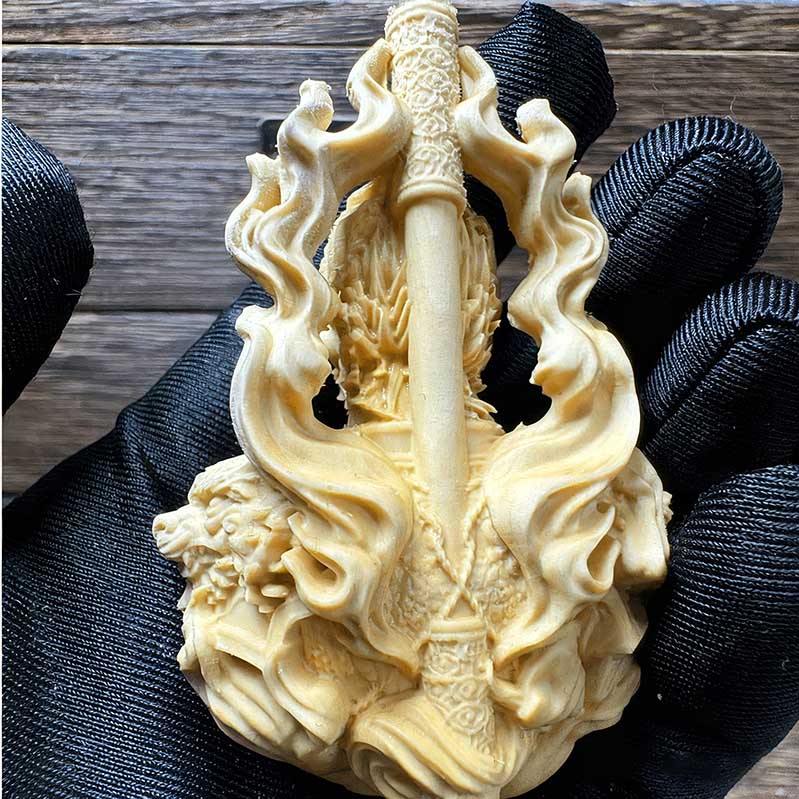 Hand-Carved Boxwood “ Wukong” Pendant – Monkey King Sculpture