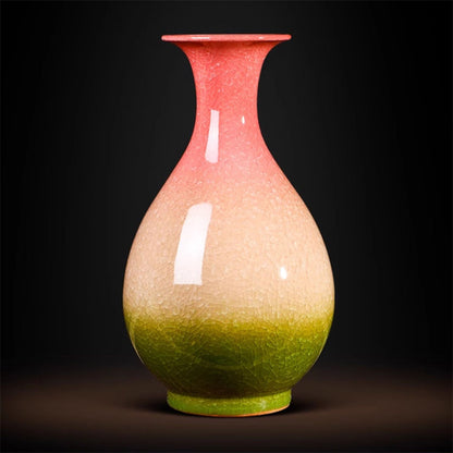 Jingdezhen Ceramic Handcrafted Tri-Color Ice Crackle Vase