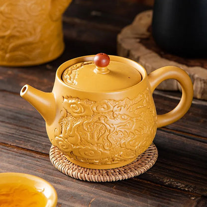 Handcrafted Yixing Zisha Teapot – Golden Duan Clay Gongfu Tea Set Large Capacity
