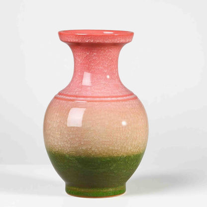 Jingdezhen Ceramic Handcrafted Tri-Color Ice Crackle Vase